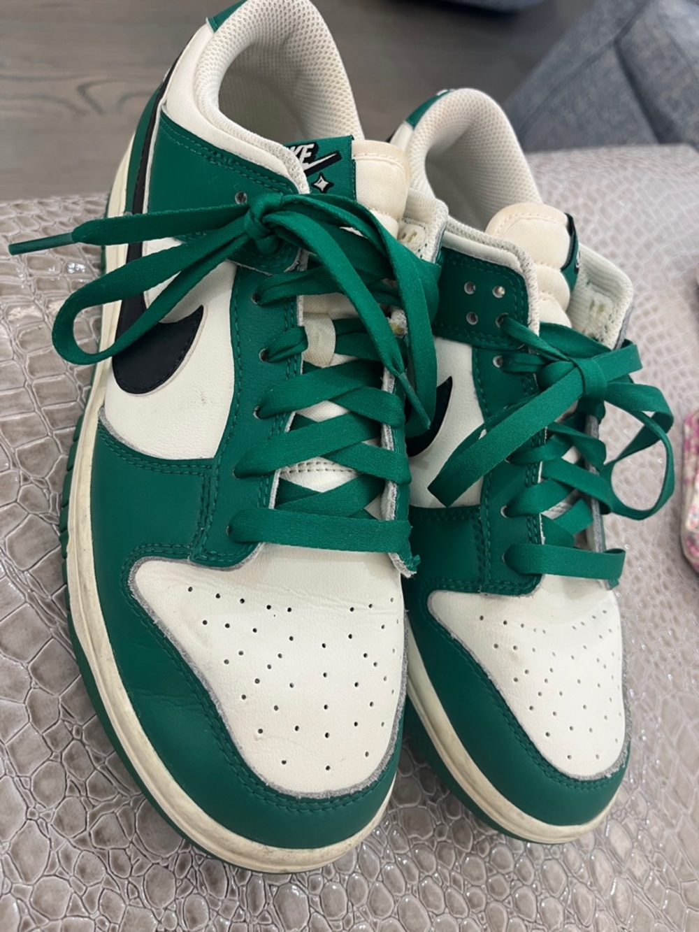 Nike Green, White and Black Low-Top Sneakers.  7.5 men’s 8.5 woman’s